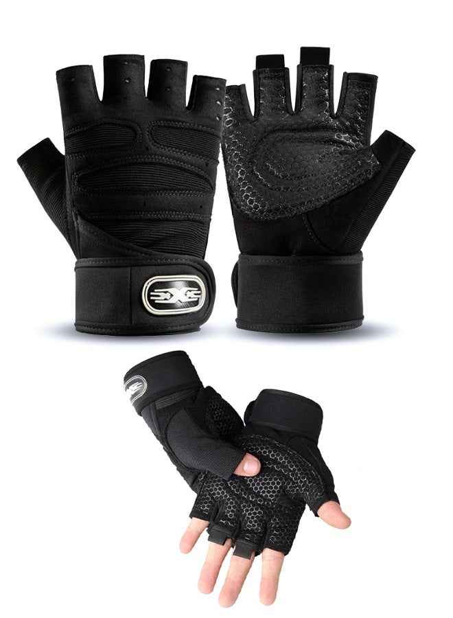Gym Weight Lifting Workout Gloves with Wrist Wrap Support, for Men Women, Breathable Full Palm Protection, for Exercise Weightlifting, Training, Fitness, Cycling, Hanging, Pull Ups, L - Image 1